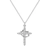 Zircon crown cross necklace-white gold