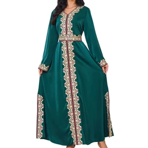 Wholesale Middle East Europe and America Muslim Women's Robe Embroidered Abaya Dresses
