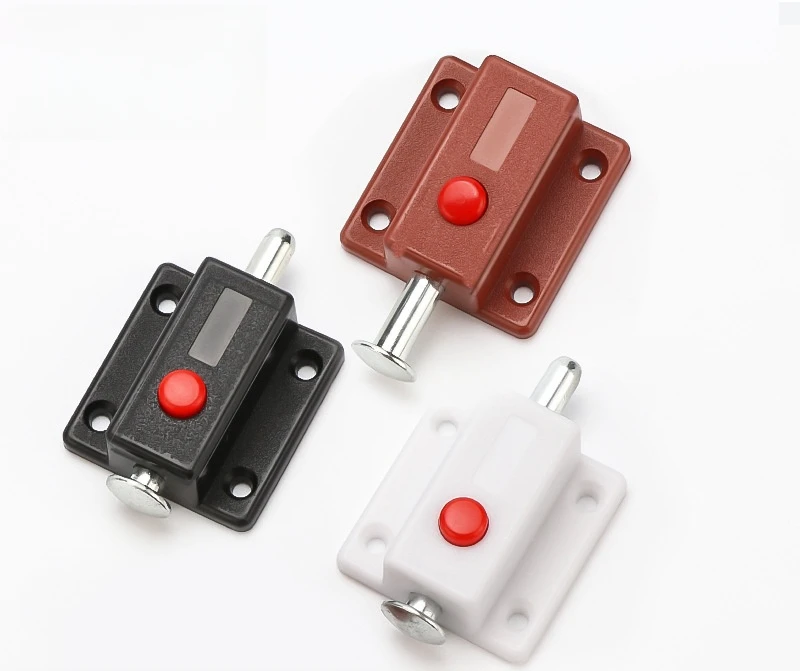 Cabinet Door Button Bolt Latch Push Open System Plastic Magnetic Cabinet Door Catcher Touch Latch With Spring Button