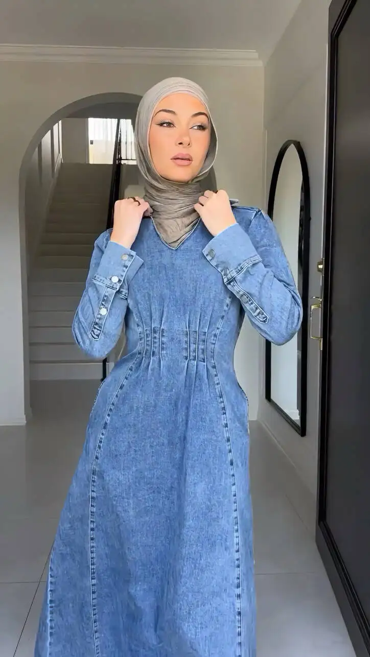 design dress muslimah Modern ndigo Blue Muslim Fashion Evening Dress 21910IM