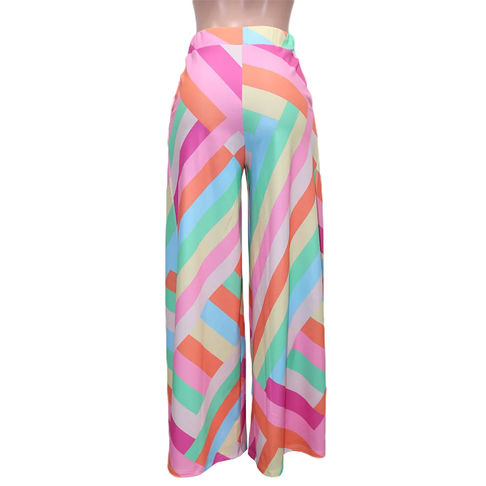 New Summer High Waist Print Drape Wide Leg Pants for Women Loose Fit