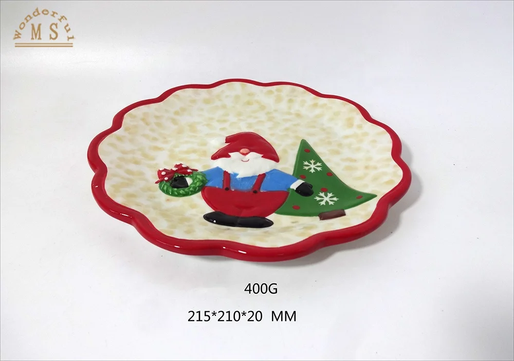 Snowman Design Ceramic Cake Etagere the Gorgeous kitchen decoration for the Christmas holiday party with Santa and Snowman