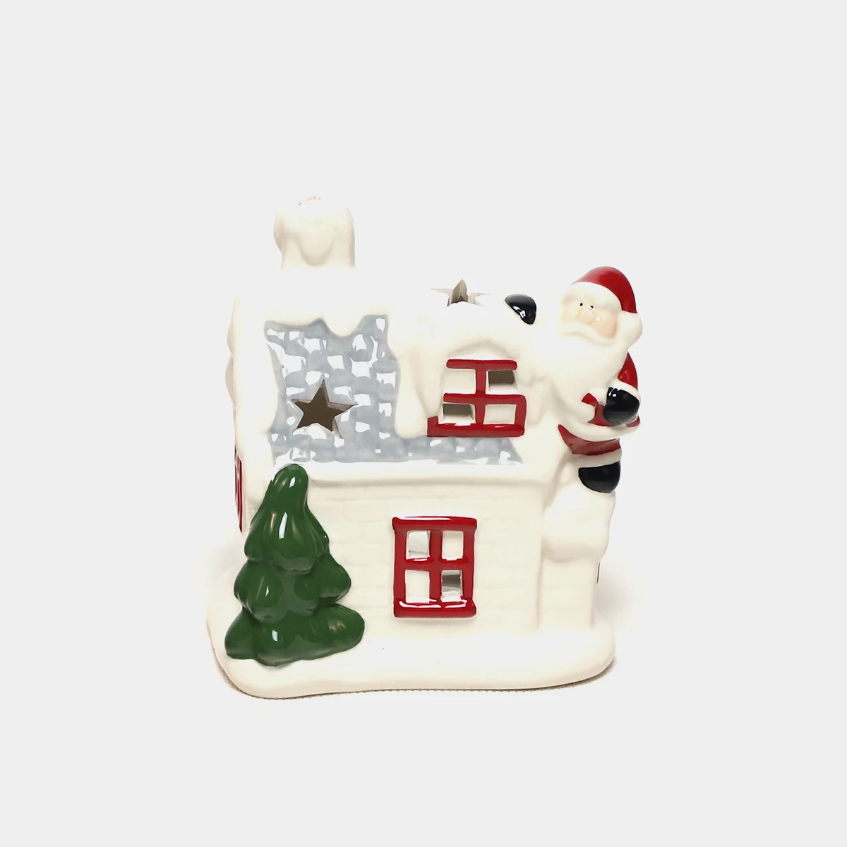 Christmas Village Building Handmade White Ceramic Candle Holder Christmas Housewarming Gift