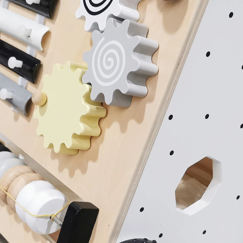 White Simple Multifunctional Building Blocks Beads Percussion Musical Instrument Children's Wooden Baby Walker