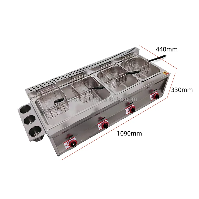 New 20l + 20l Doubletank Desktop Fryer Oil Tank Industrial Gas