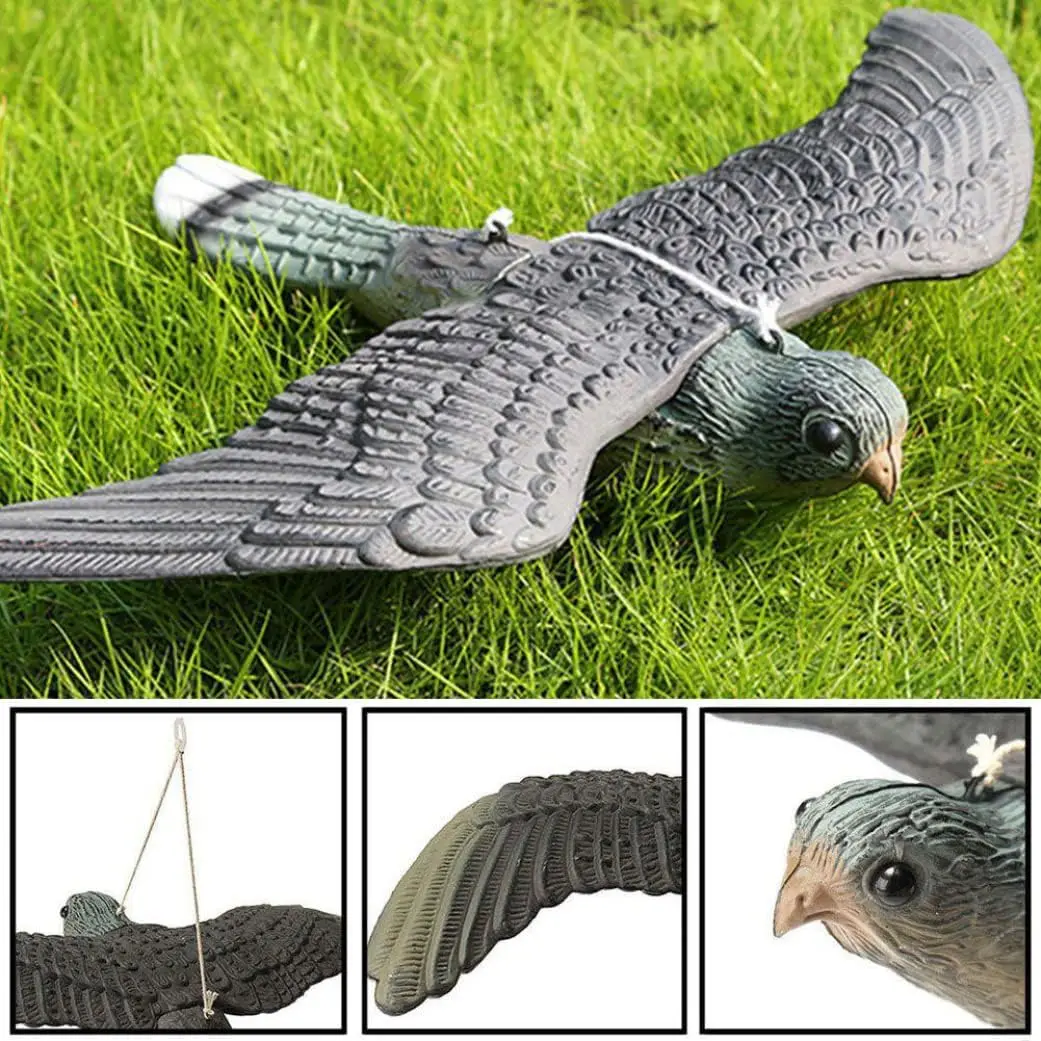 Flying Hawk Decoy Bird Deterrent With Hanging Strings Scarer Control