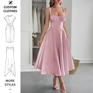 Elegant Jacquard A-line Dress Women 2026 Summer Dress Midi Sleeveless Long Backless Sexy Party Dresses