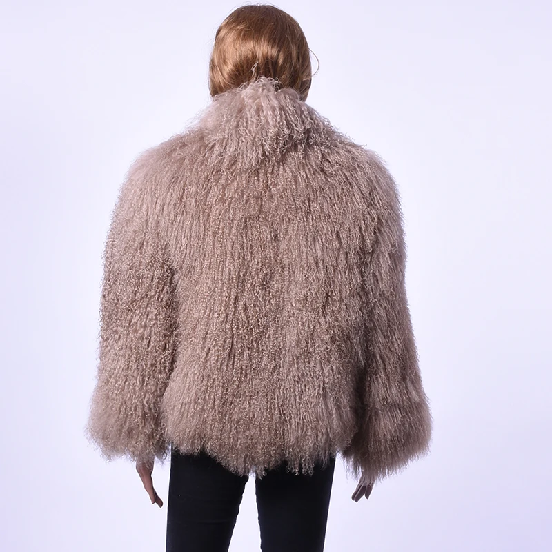 MWFur Woman Fur Coats Woman Winter Warm Fur Clothing For Ladies Fashion Mongolia Sheep Fur Coat Casual Collar