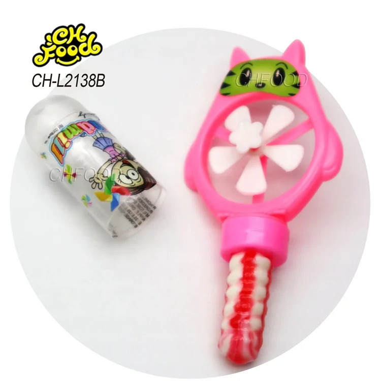 Wholesale Hot Selling Cartoon Cat Windmill Toy with Lollipop Hard Candy for Kids