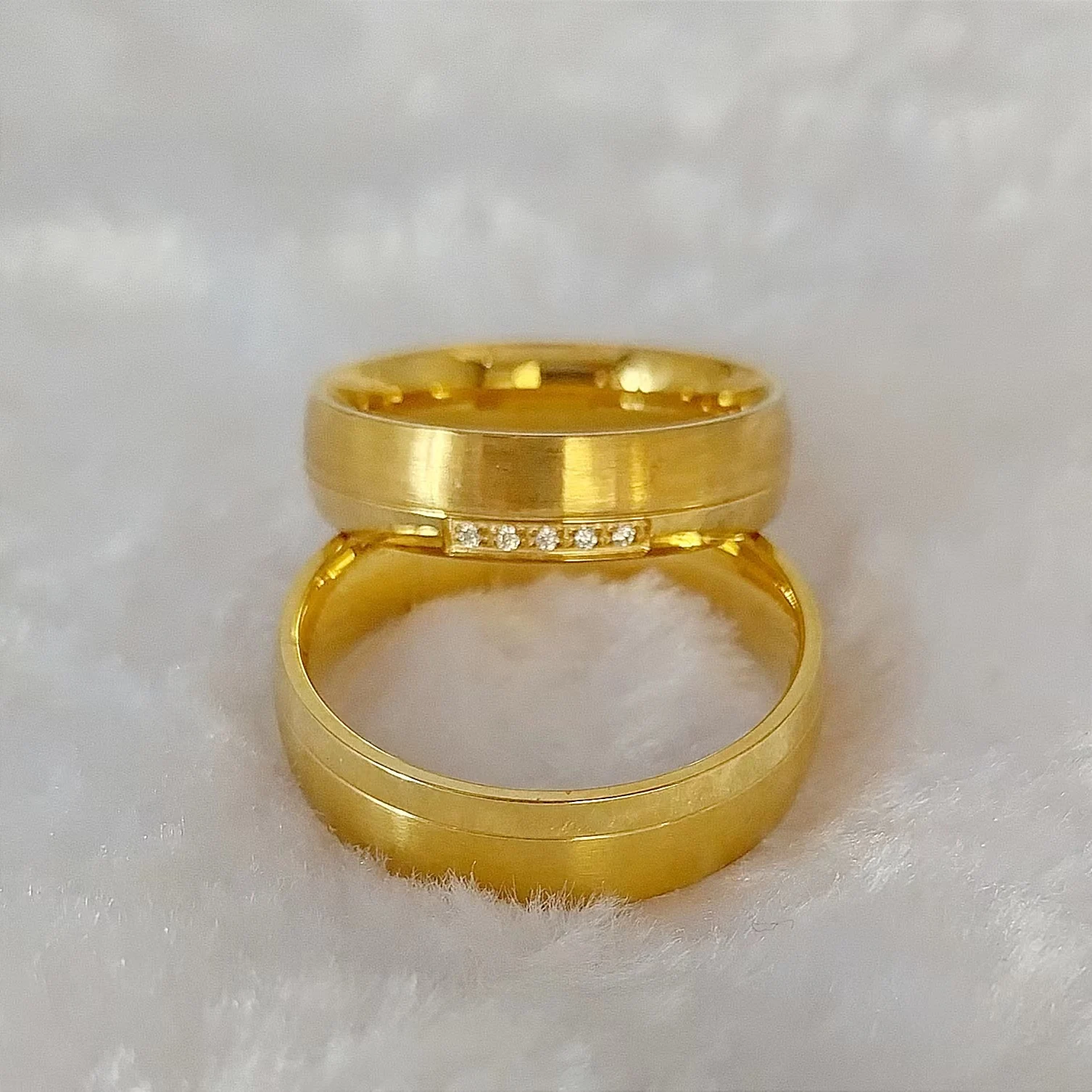 Wedding Rings Gold 18k Plated Couple Dubai Gold Jewelry Set for Men and Women  Bague Anillos Eheringe Anel Snubni Prsten