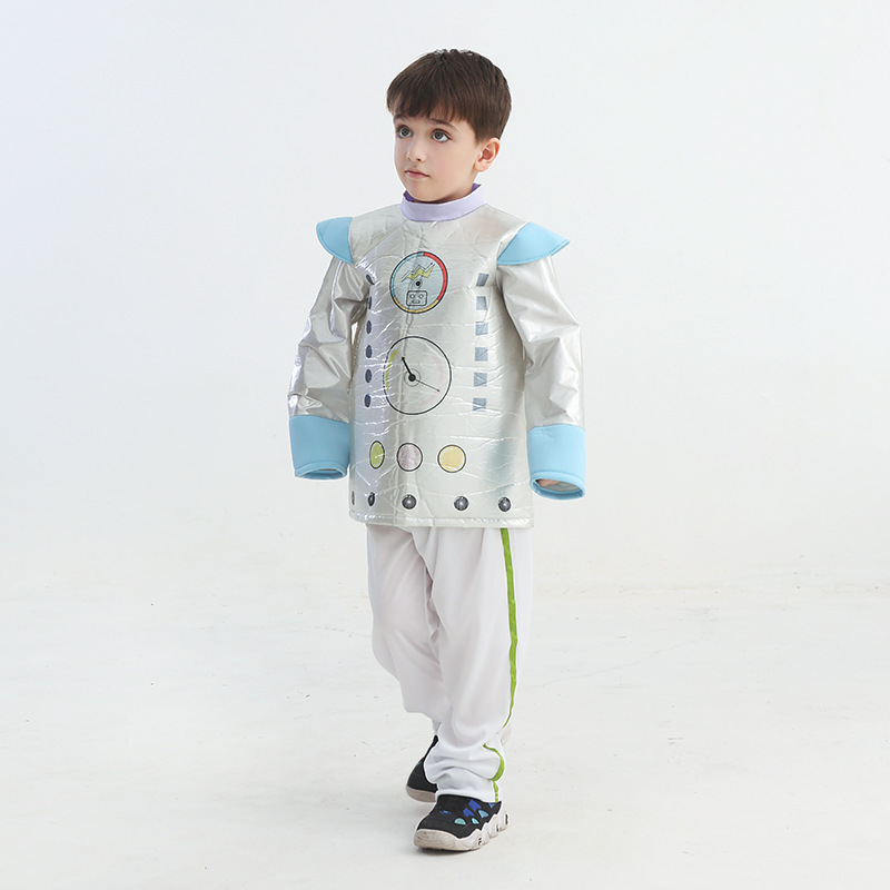 Unisex Silver Suit Robot Halloween Costume for Boys Girls Kids PVC Printed HCBC-061 Character Type TV Age Group Children
