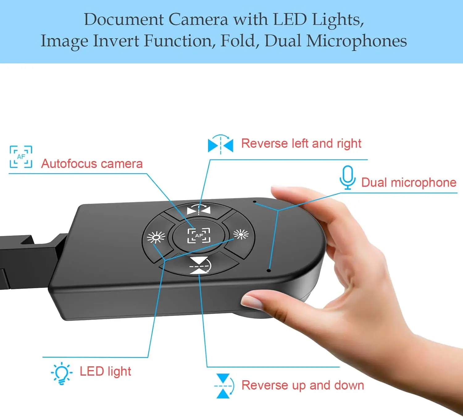 Portable 8MP USB High Speed Document Scanner A3 A4 Book Scanner 3 Level LED Light Document Camera with Dual Microphones