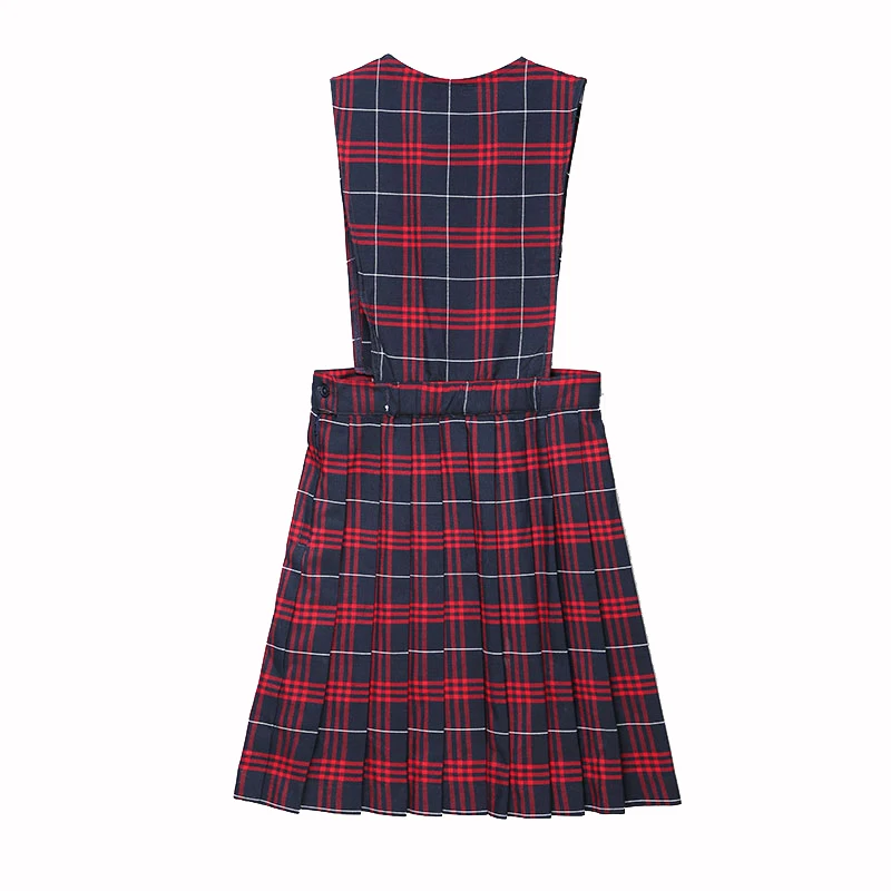 Plaid Red Tartan School Pinafore Primary School Uniform Grey And