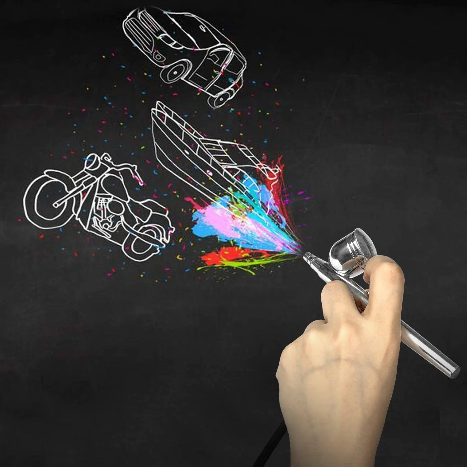 这种专业的喷枪压缩机套件广泛应用于造型,蛋糕装饰,纹身,美甲等,也