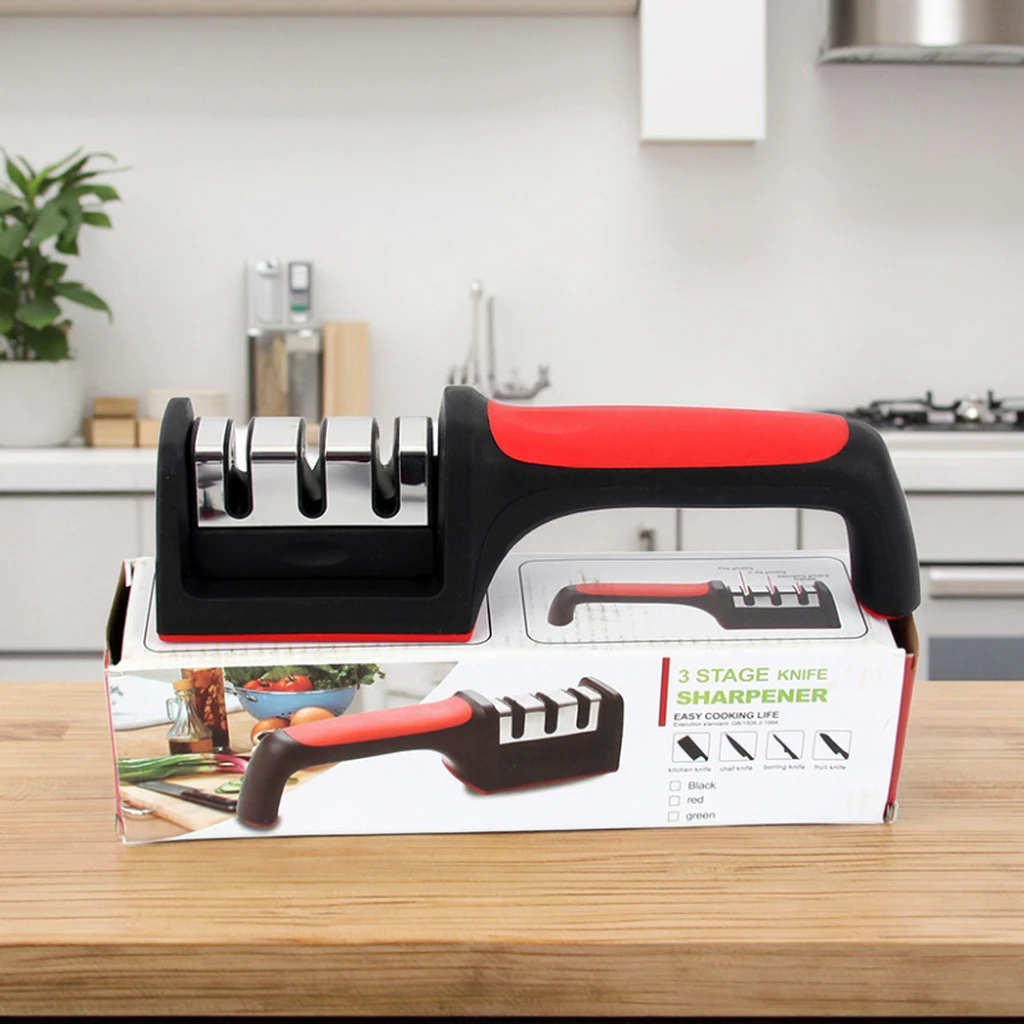 Kitchen Knife Sharpener Three-stage Sharpener Lightweight Fast and Non-slip Manual Sharpening Tool Kitchen Accessories