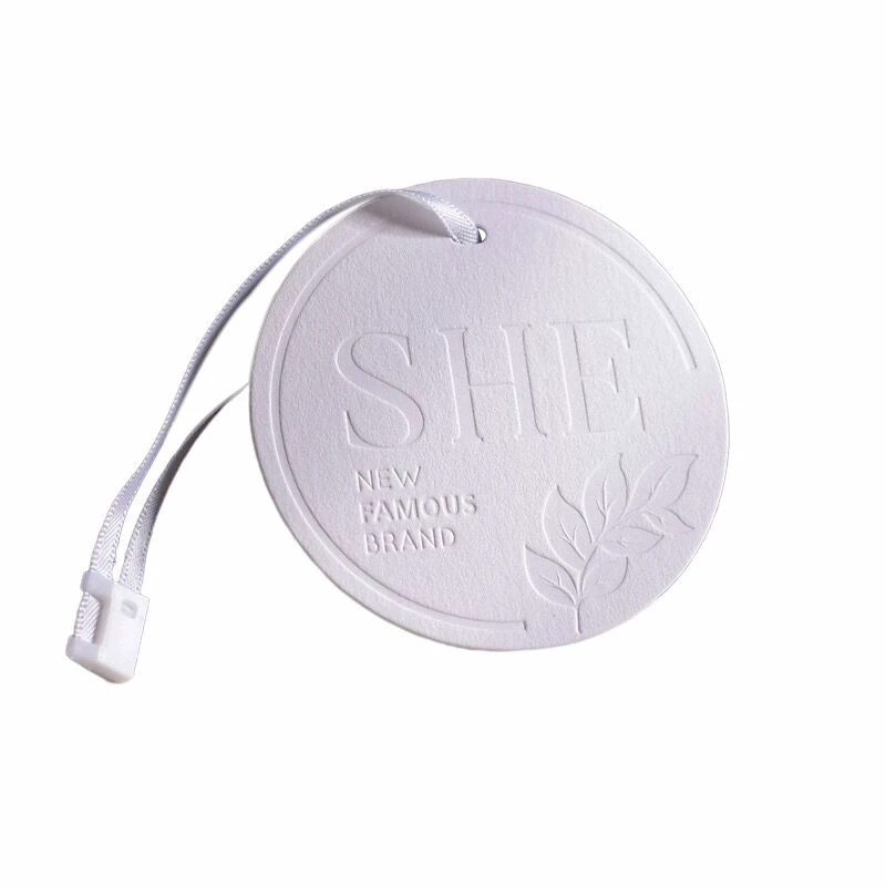 Custom Printed Recycled Paper Garment Hang Tag 3D Logo Clothing Tag in Round Shape for Eco-Friendly Use in Bags and Shoes