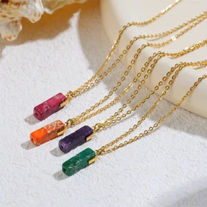 18K Gold Plated Stainless Steel Romantic Charm Necklace Amethyst Butterfly Pendant Geometric Design Mother's Day Gift Handmade