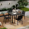 80-square table with four buck chairs