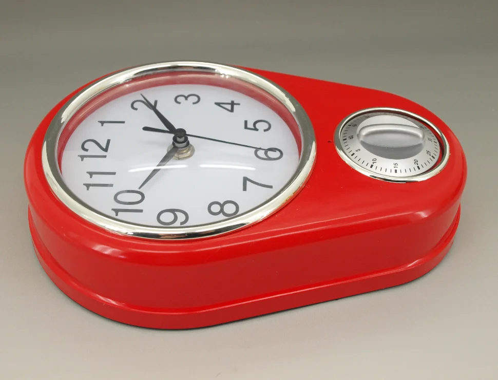 Modern Kitchen Clock With Timer - Industrial Style Wall Decor for Home ...