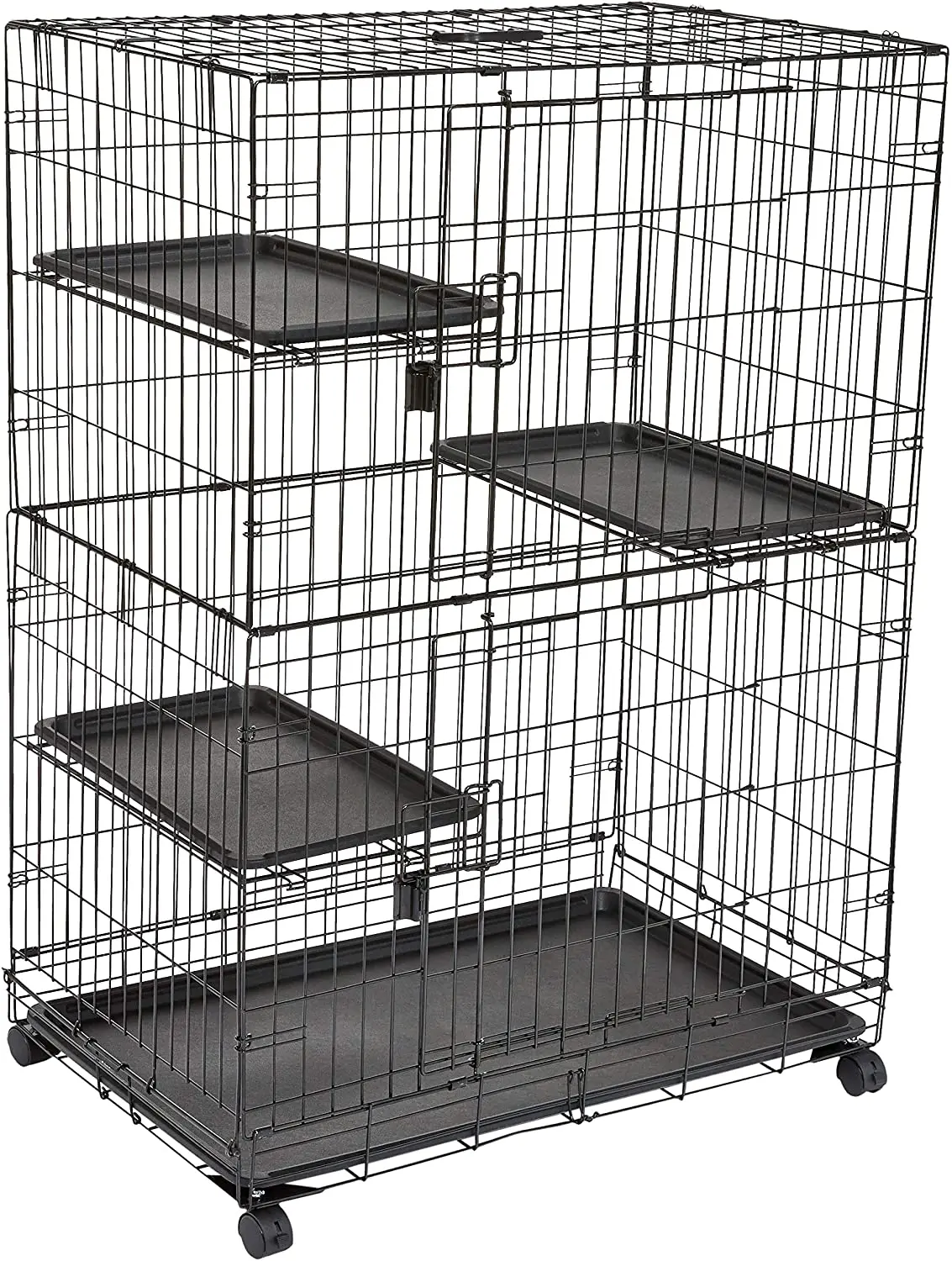 Factory Price 3-Tier Metal Wire Pet Crate Large Breeding Cat Cage Playpen with Drawer Plastic Tray Simple Style Box Packing