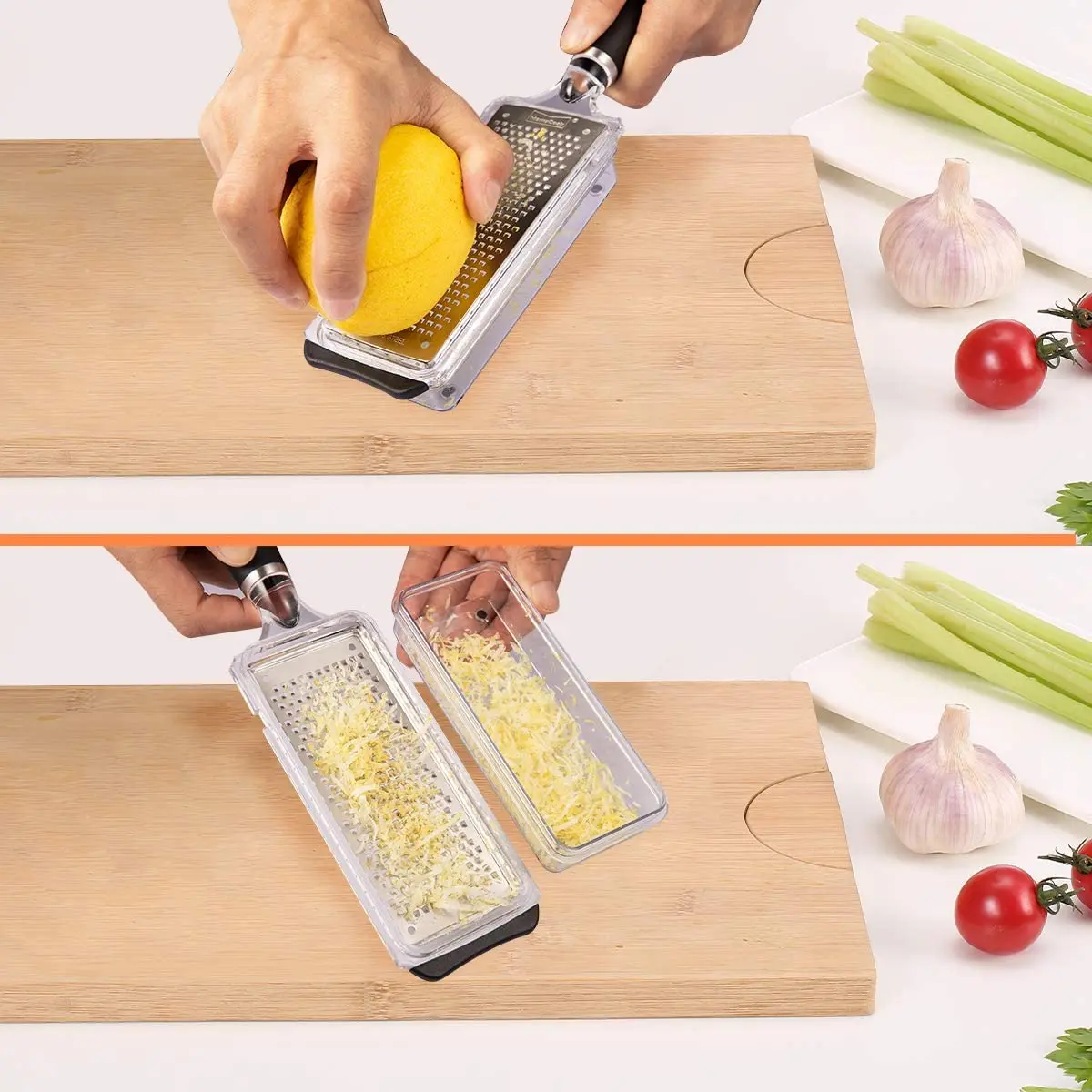 Ginger Grater Tool Cheese Grater with Handle Lemon Zester with Catcher  Mini Grater with Container Nutmeg Grinder Kitchen Tools