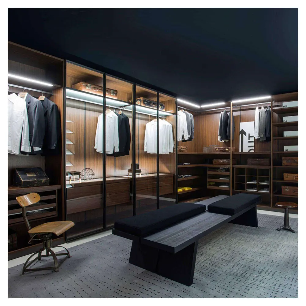 Vintage design log drawer transparent glass door wardrobe