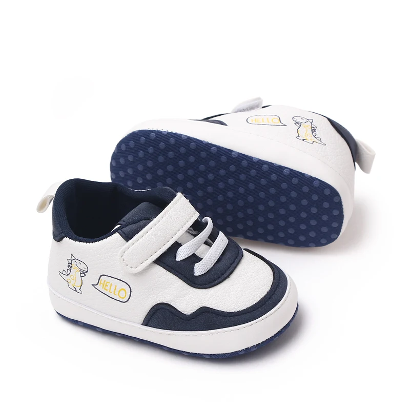 Leather Matching Color Cartoon Dinosaur Baby Soft Sole Fashion Casual Toddler Shoes details
