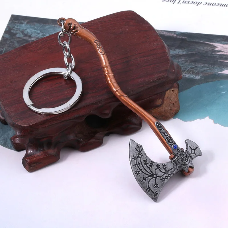 God of War Kratos Leviathan Axe Keychain Metal Weapon Keyring Chain  Pendant Men Women Fashion Jewelry