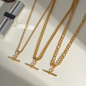 MW Women's Fashion 18K Gold-Plated Stainless Steel Minimalist Cuban Link Necklace, Waterproof & Hypoallergenic