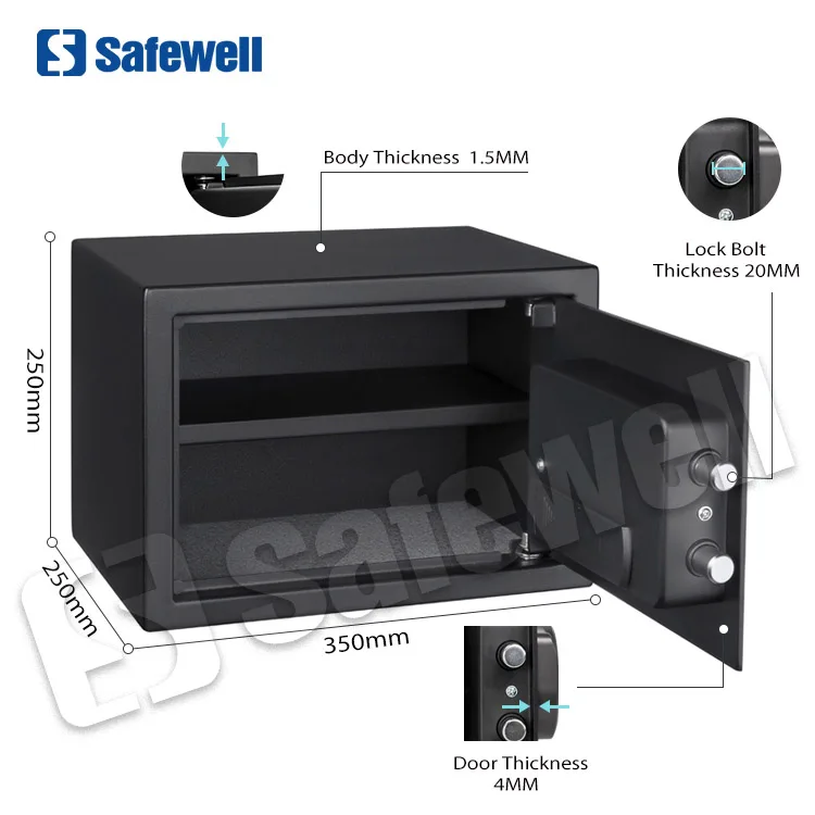 Safewell Most Popular Custom Mini Smart Digit Safe Box for Valuables Jewelry and Documents in Home Hotel Caja Fuerte Coffre Fort