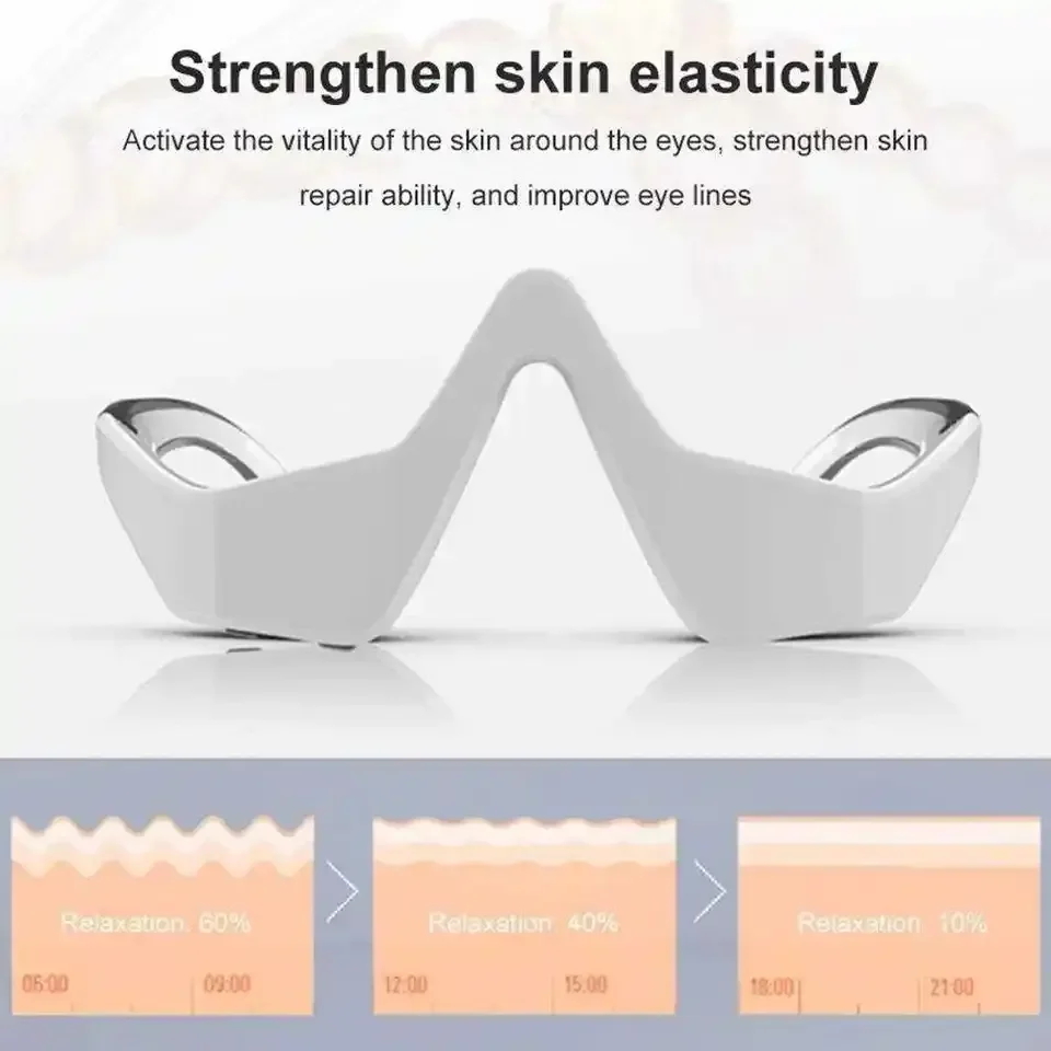 Ems Microcurrent Eye Massager Red Light Therapy Glasses for Dark Circles Under Eye Bags Anti Aging Brightening Glasses