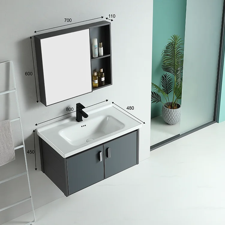 Hot sale hotel aluminum cabinet furniture bathroom sink modern bathroom vanity cabinet with mirror manufacture