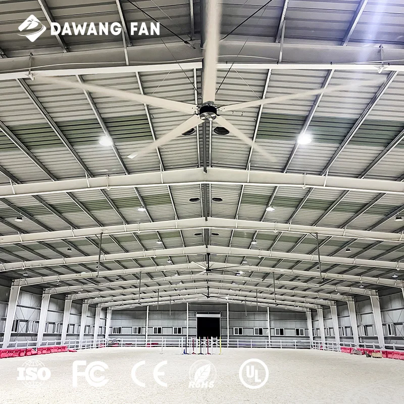 DAWANG FAN CE認証済み 1.1KW 20ft HVLS 工業用天井ファン 牛乳生産の省エネルギー用途
