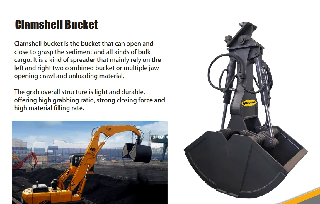 Monde Crane Clamp Shell Bucket - Durable Hydraulic Solutions