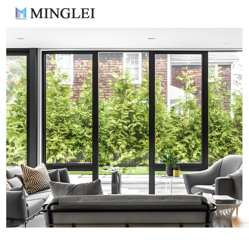 Finestre e porte scorrevoli doppie in profilo di alluminio design moderno con vetro temperato e apertura fissa