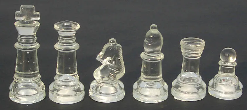Luxury Glass Chess Set with Frosted & Clear Pieces, 76mm King