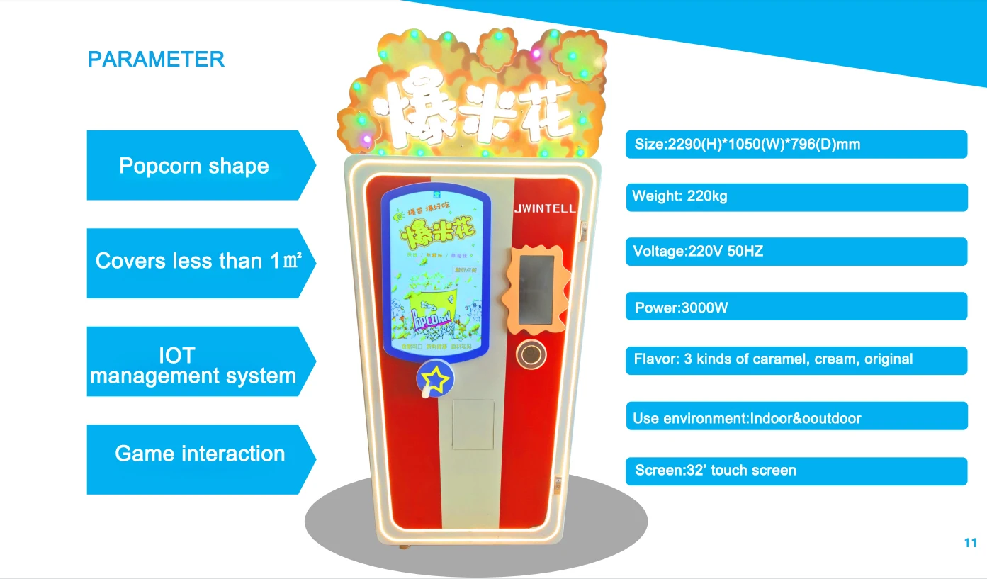 JWINTELL Three Flavor Popcorn Vending Machine