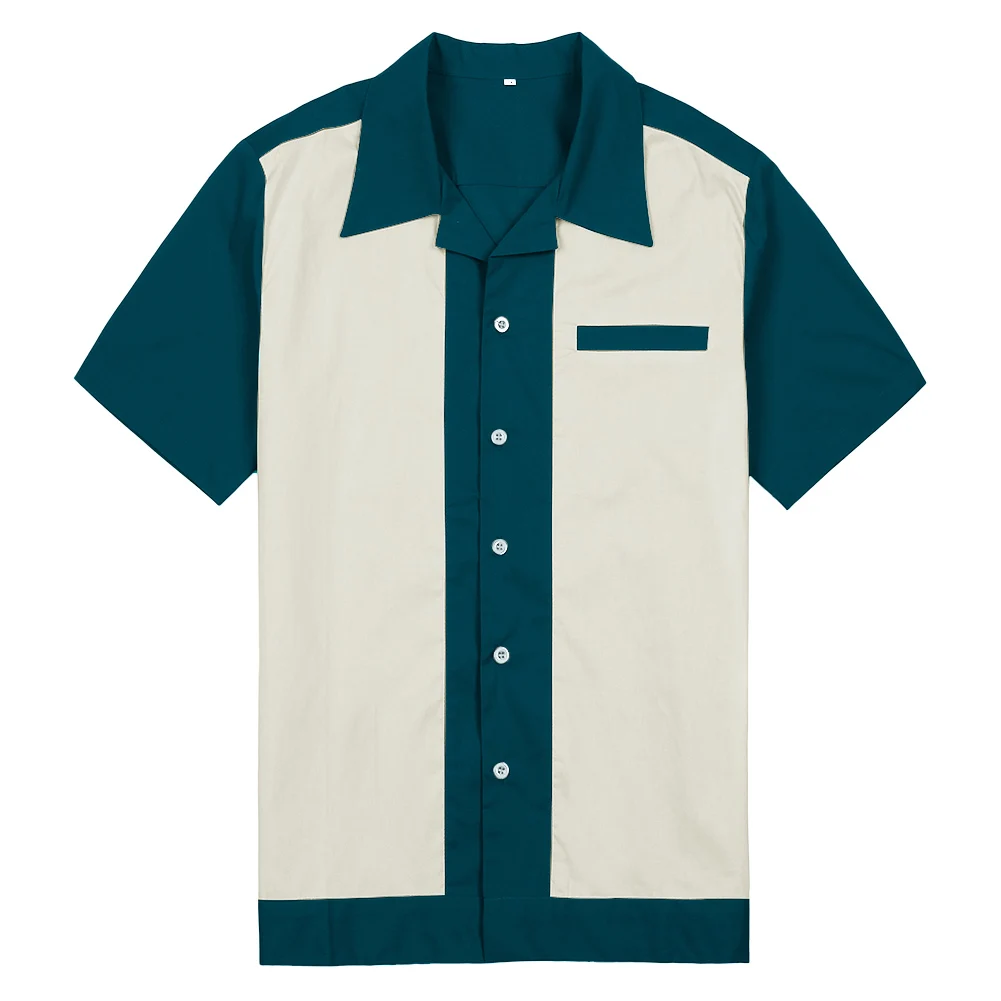 Mens Casual Shirts Rockabilly Vintage 40s 50s Club Shirt 