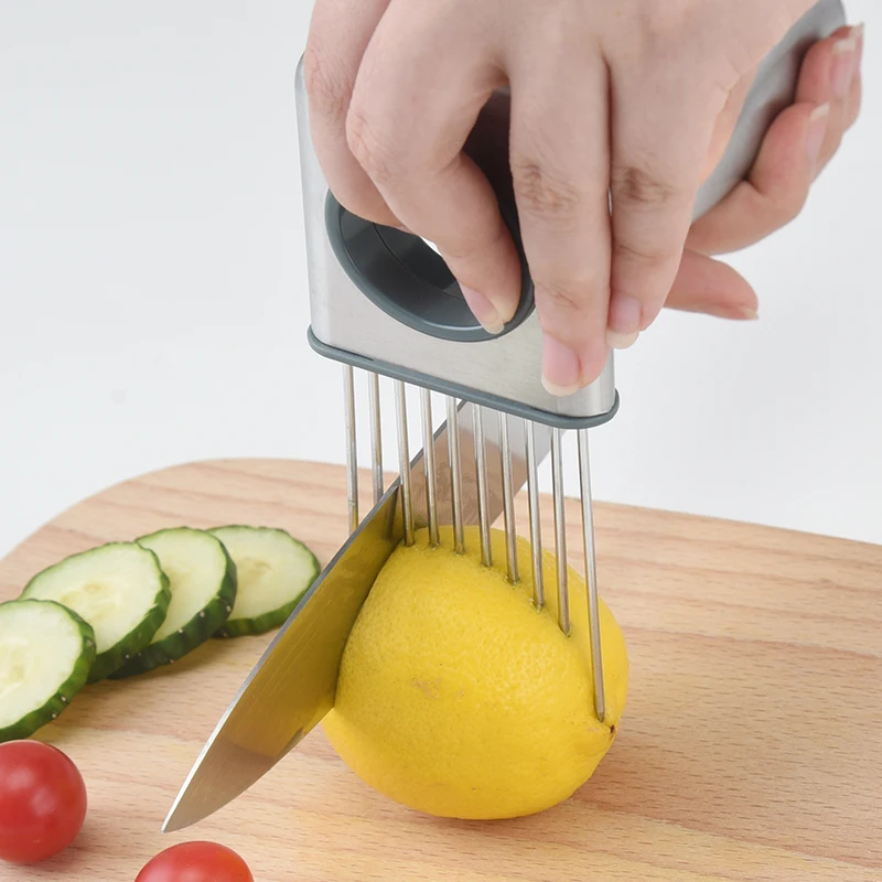 12-Prong Onion Holder Cutter Slicer with Plastic Handle for Tomato  Vegetable