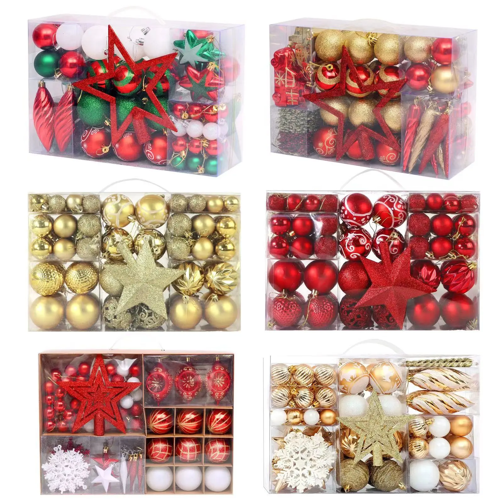 Yiwu Merry Tree Hot Sale 8Cm Red and White Painted Plastic Christmas Ball Hanging Decorations