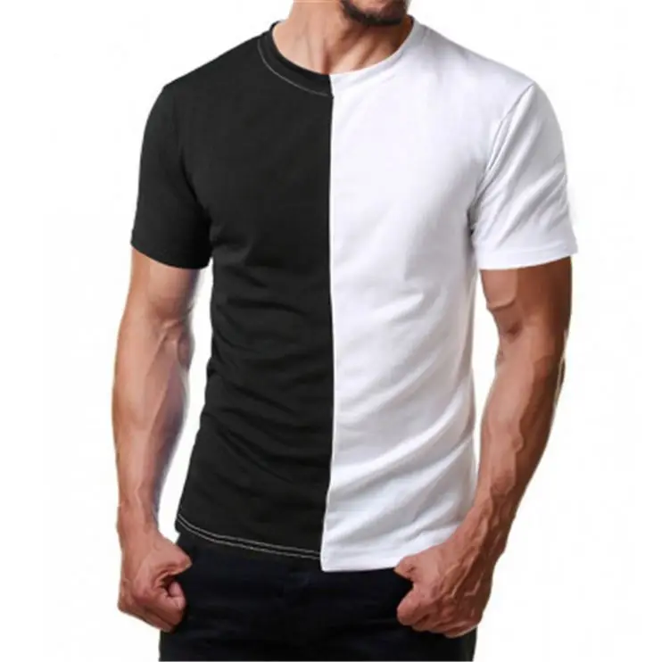 Wholesale Contrast Splice Blank Half Black White Oem Fashion Men Patchwork Streetwear T Shirts Buy Half Black Half White Shirt Mens Patchwork Shirt Streetwear Tshirt Product On Alibaba Com