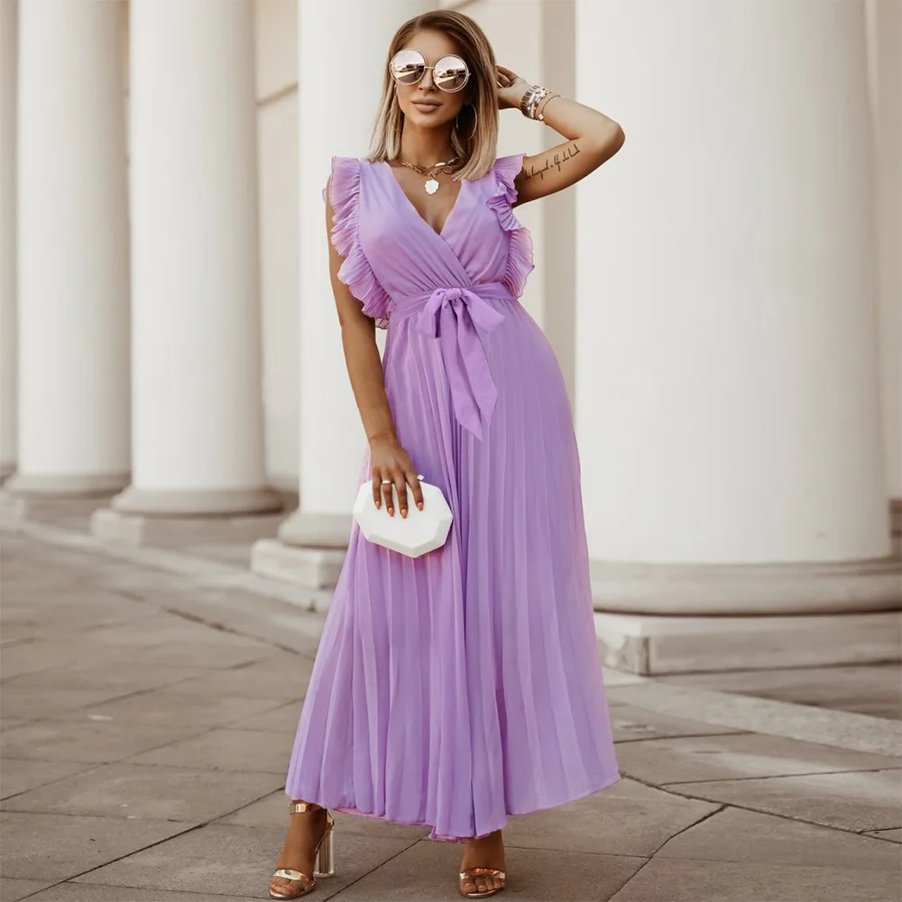 plisse ruffle trim maxi dress Pieces - Plisse Maxi Dress - Women - Polyester - XS
