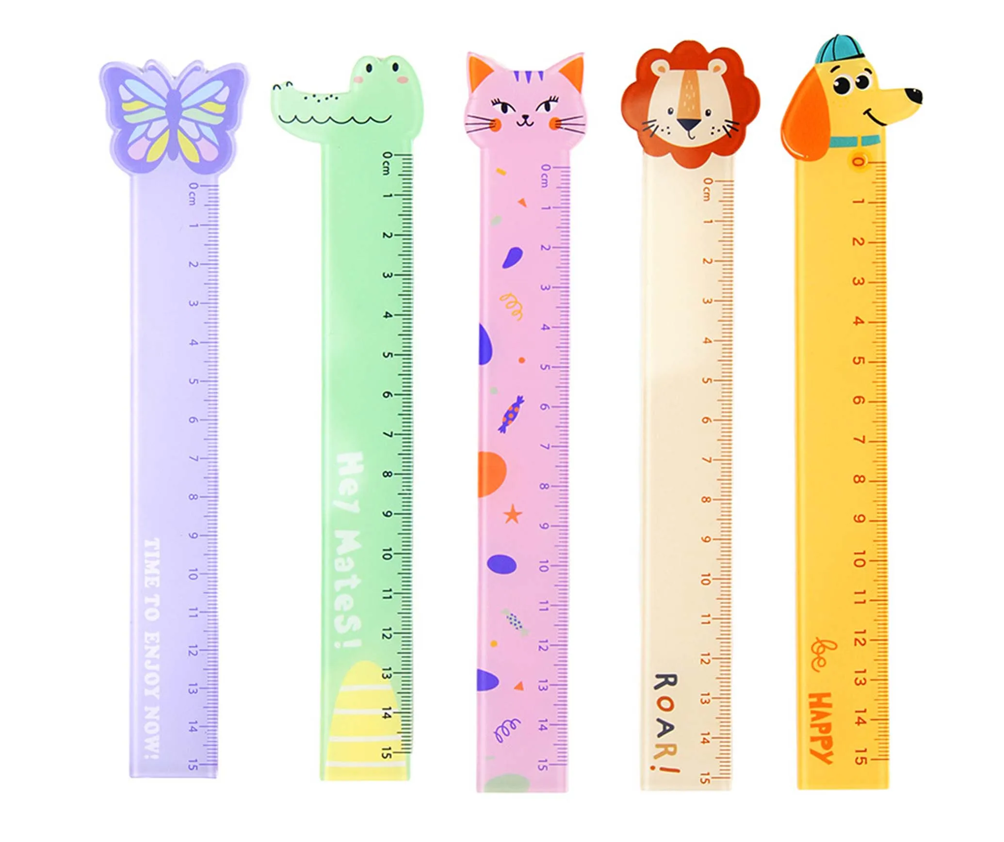 Fun and Colorful Acrylic Animal Rulers for Kids Inspirational Messages Featured School and Crafts Made of Plastic