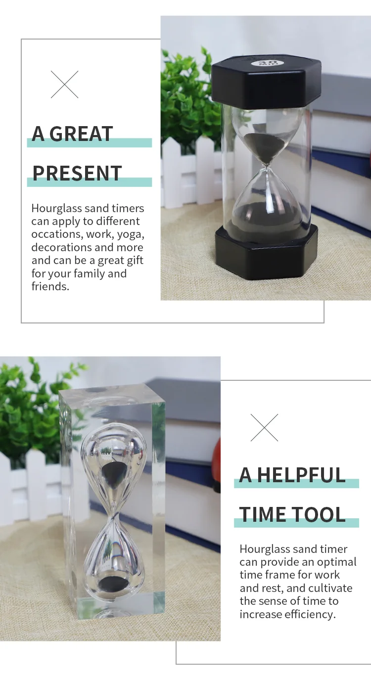 Custom 1 3 5 10 30 Minute Iron/Wood Sand Hourglass Timer For Kids Classroom Home Living Room Decoration Office Desktop Tea Timer details