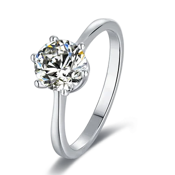 S925 Silver Plated Platinum Moissanite Diamond Ring 1.0 Carat D Grade for Engagement and Wedding