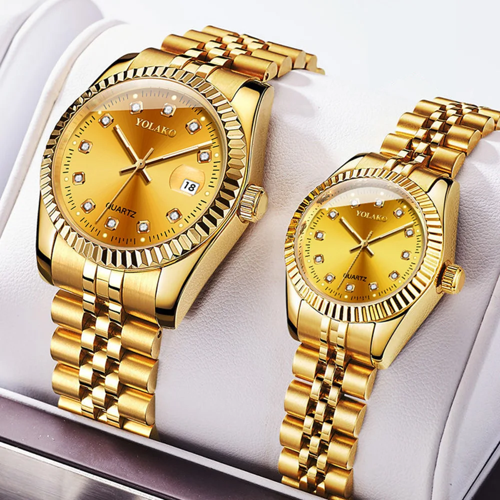 Wholesale Gold Diamond Uhren Couple Watch For Women And Men Reloj Para ...