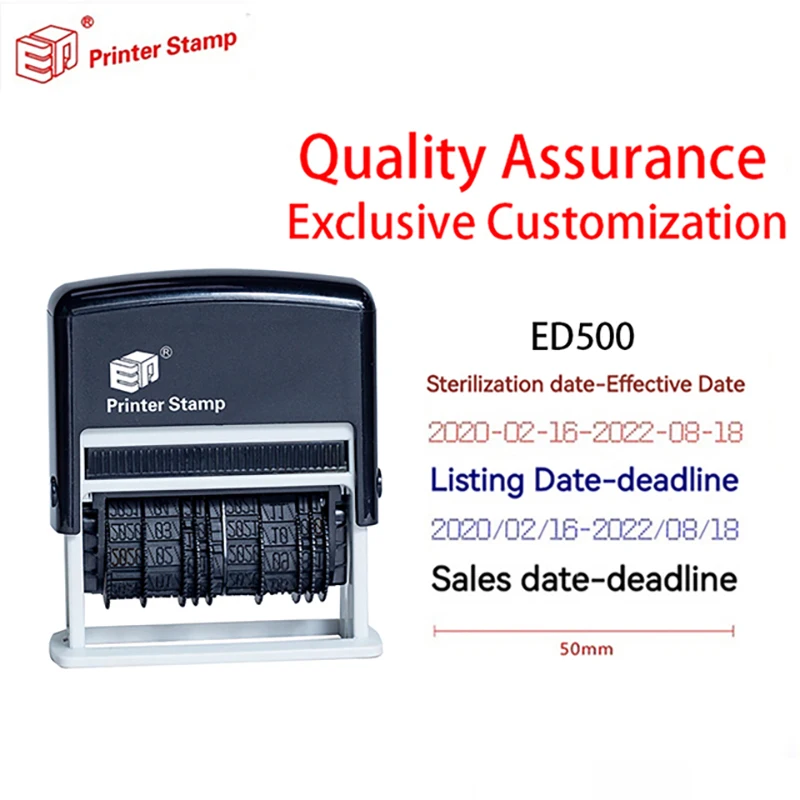 ED503 Double Row Adjustable Date Stamps Valid Manual Production Date Stamp Batch Number Shelf-life Coding Quality Rubber Seal