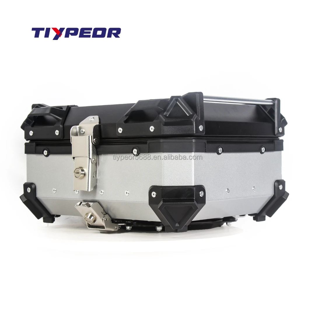 product tiypeor 28l silver aluminum motorcycle top box retrofit upgrade lightweight luggage carrier waterproof shockproof removable-7