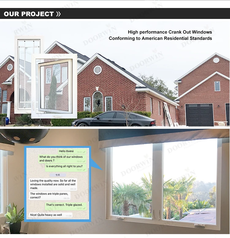 America Style Casement Window With Grills Removable Screen Crank Out