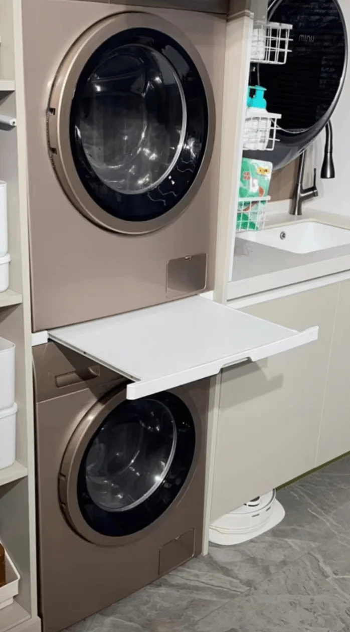 Stacking Kit for Washer and Dryer, Universal Washer and Dryer Stacking Kit with Pull-Out Drying Rack